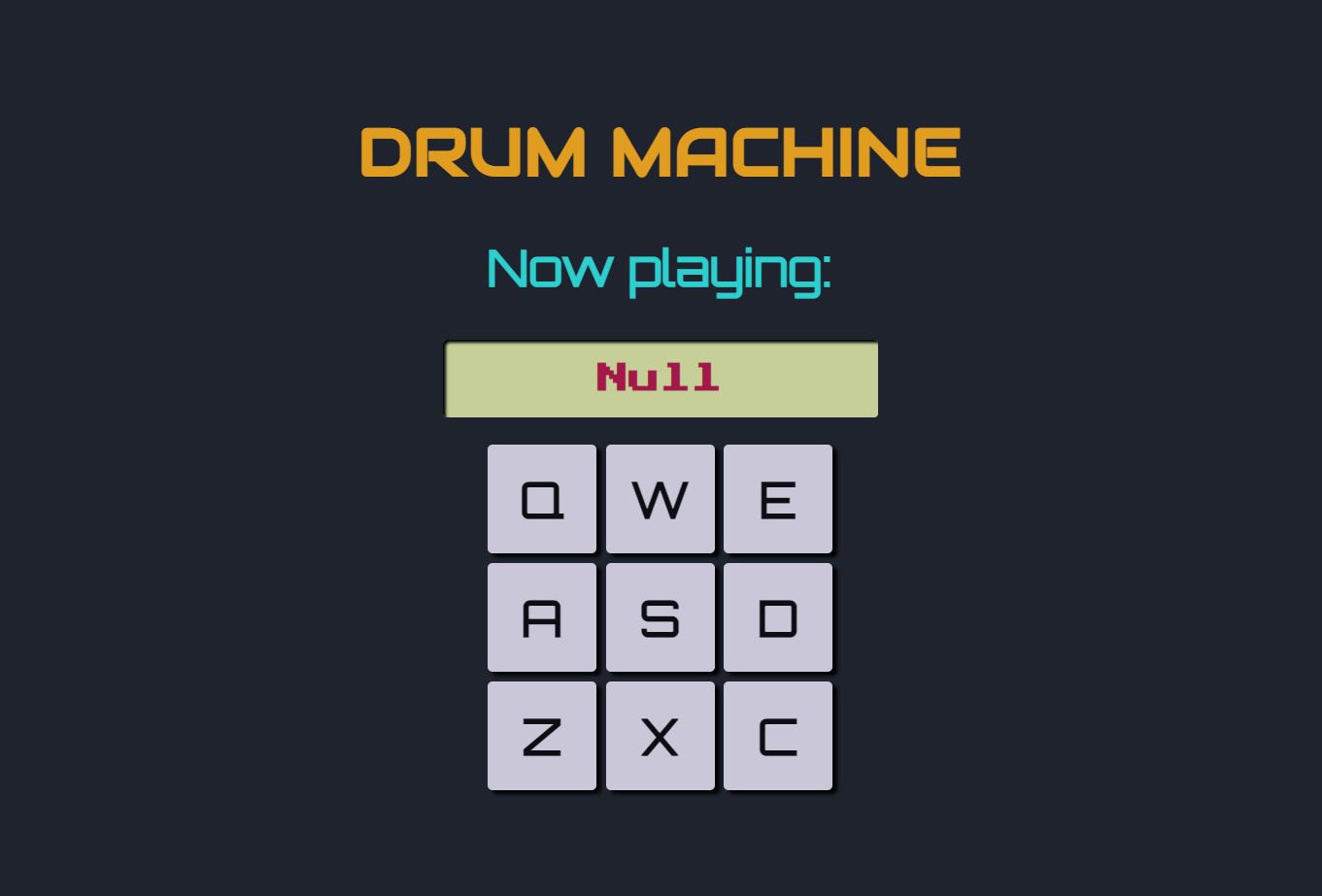 screenshot of drum machine website