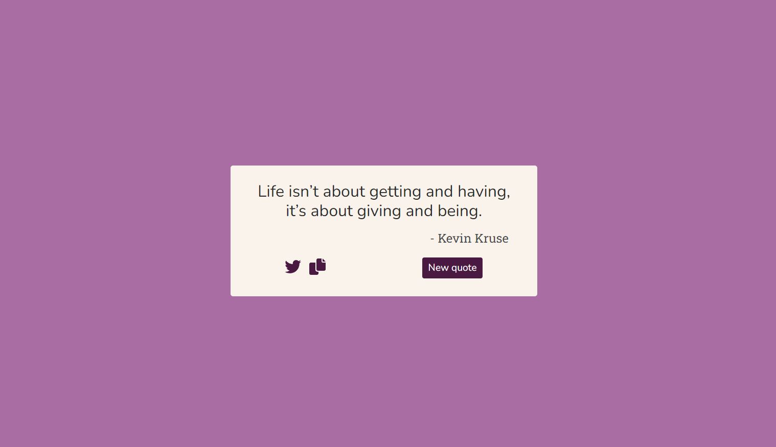screenshot of random quote machine website